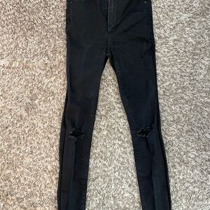 A&F Black Distressed Skinny Jeans
